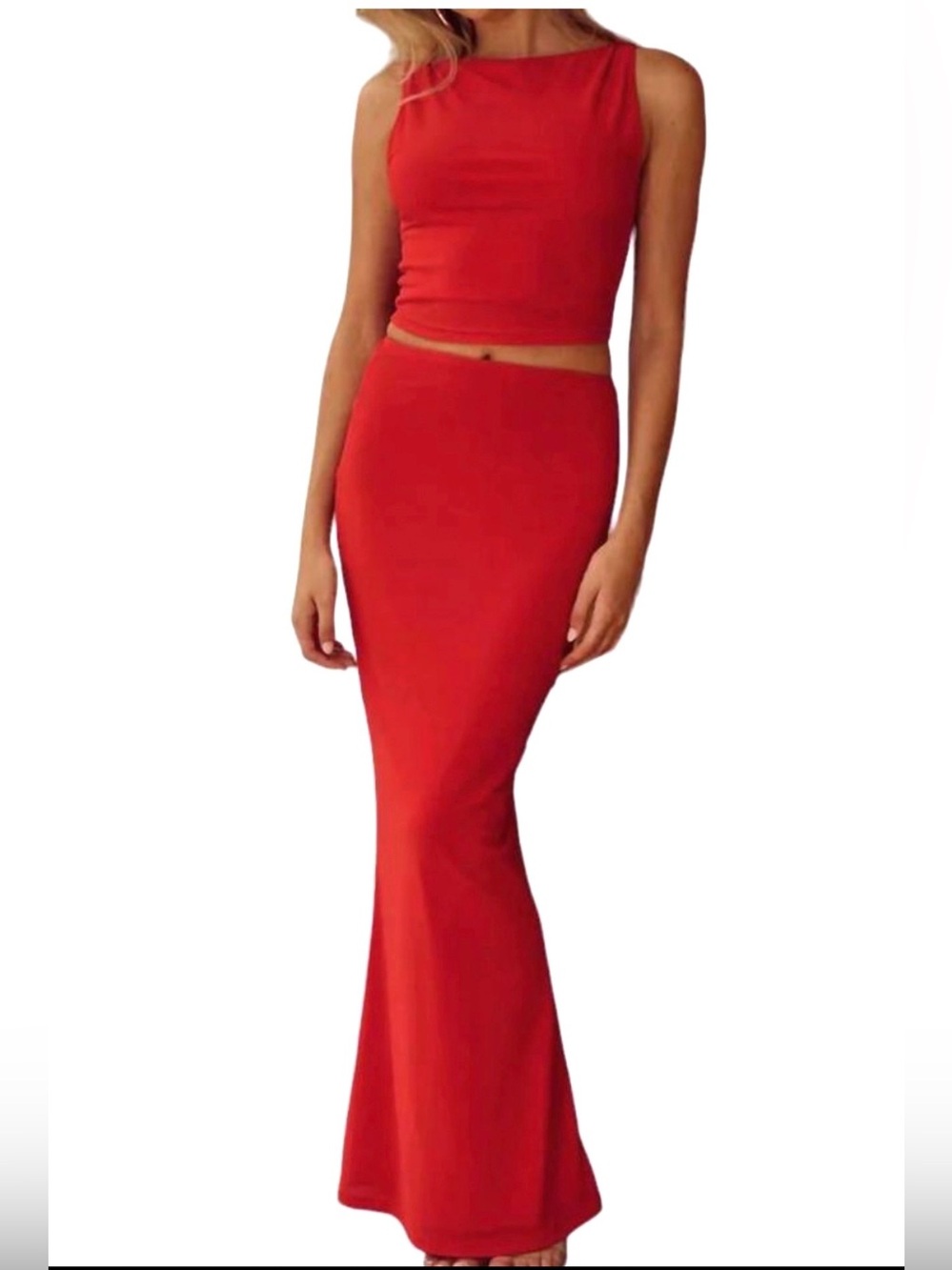 NEW RUNAWAY THE LABEL pure romance maxi skirt in red XS Zarela Revolve